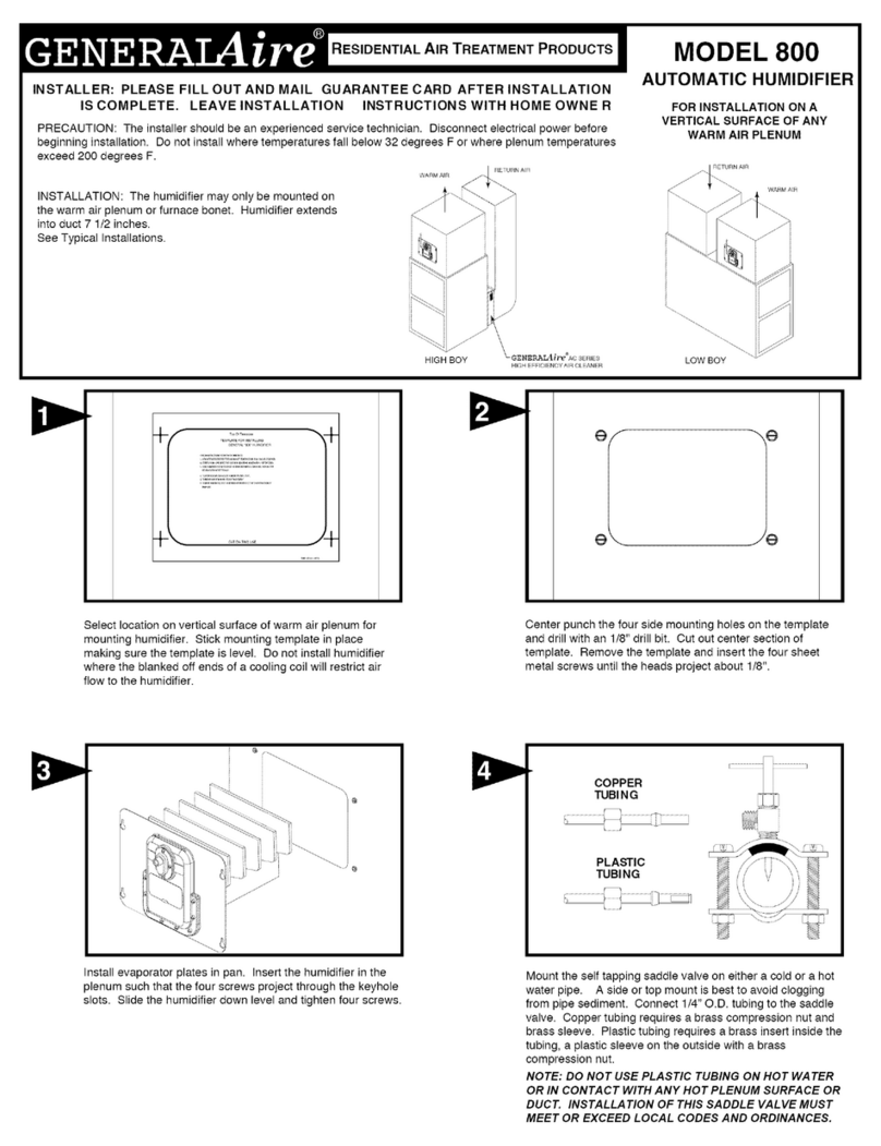 GeneralAire 800 installation instructions