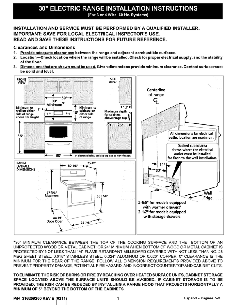 Frigidaire FEF316BSD User manual