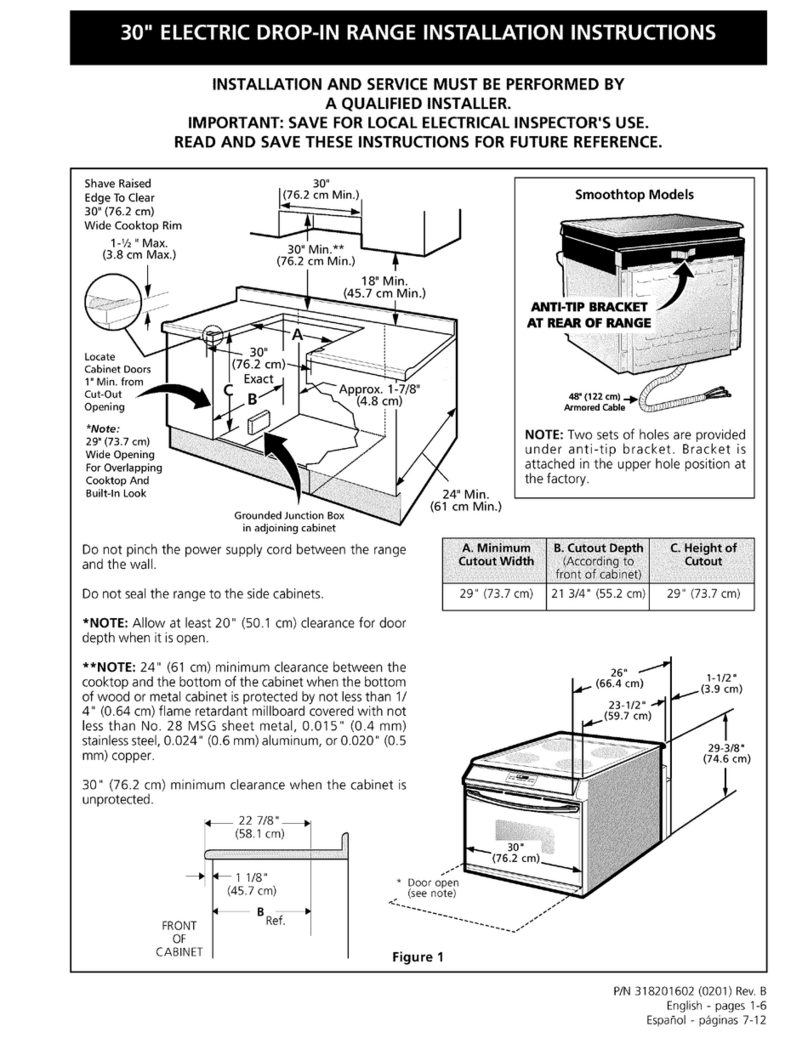 Frigidaire FED367ABC Control User manual