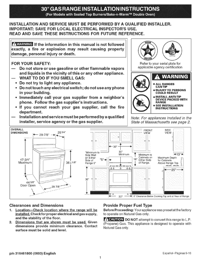 Frigidaire GLGFM98GPBD User manual