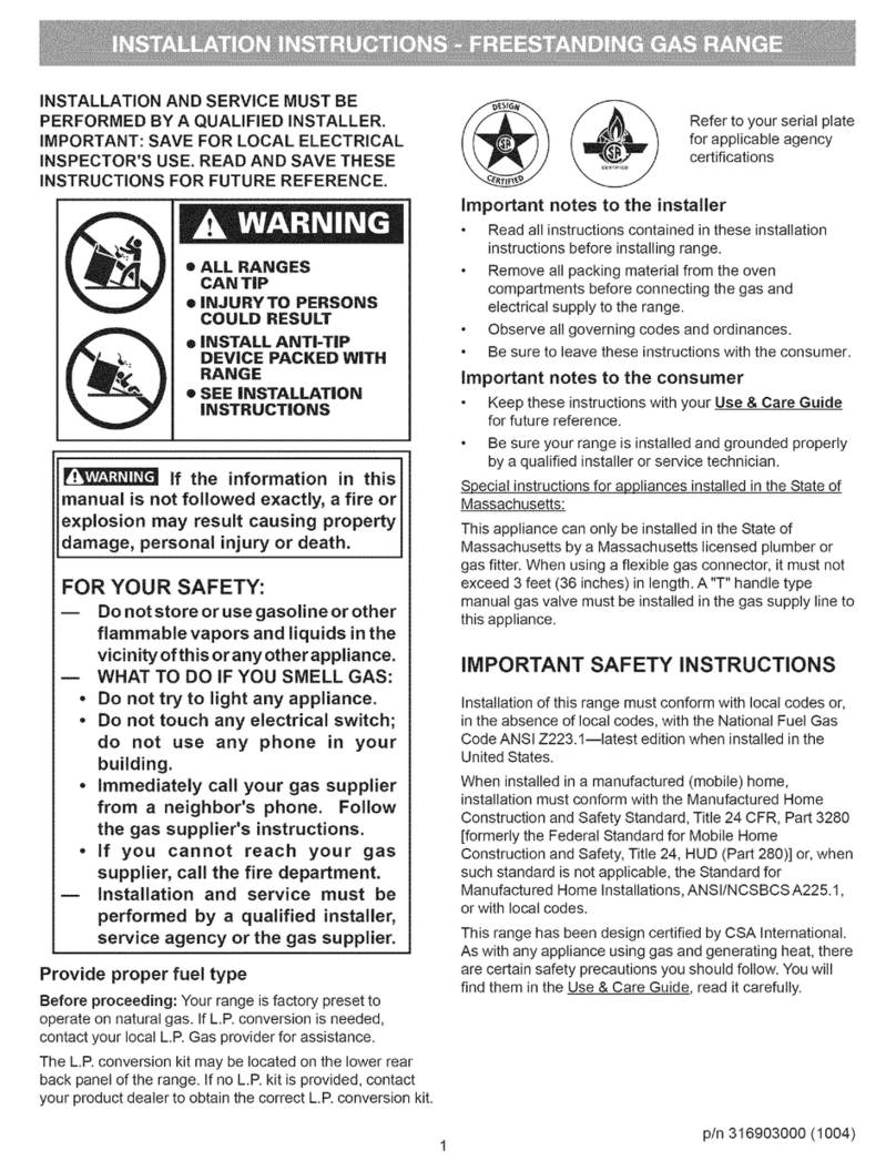 Frigidaire LPGF3091KSK User manual