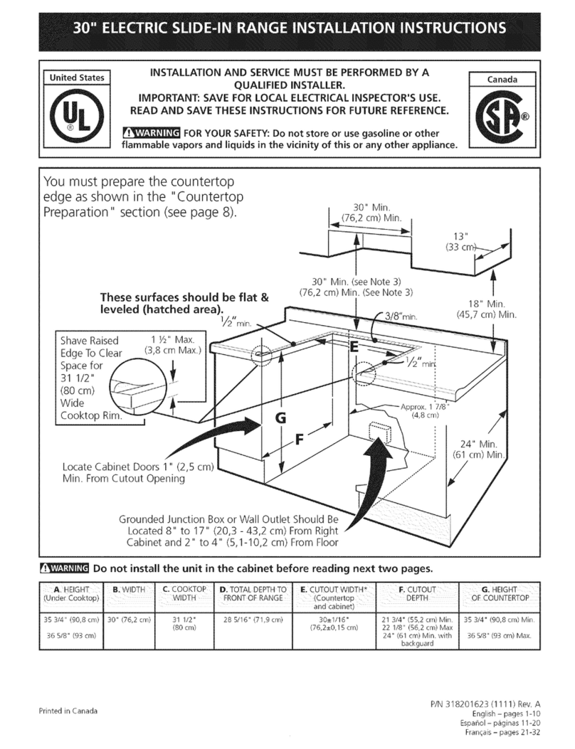 Frigidaire FFES3025LSD User manual