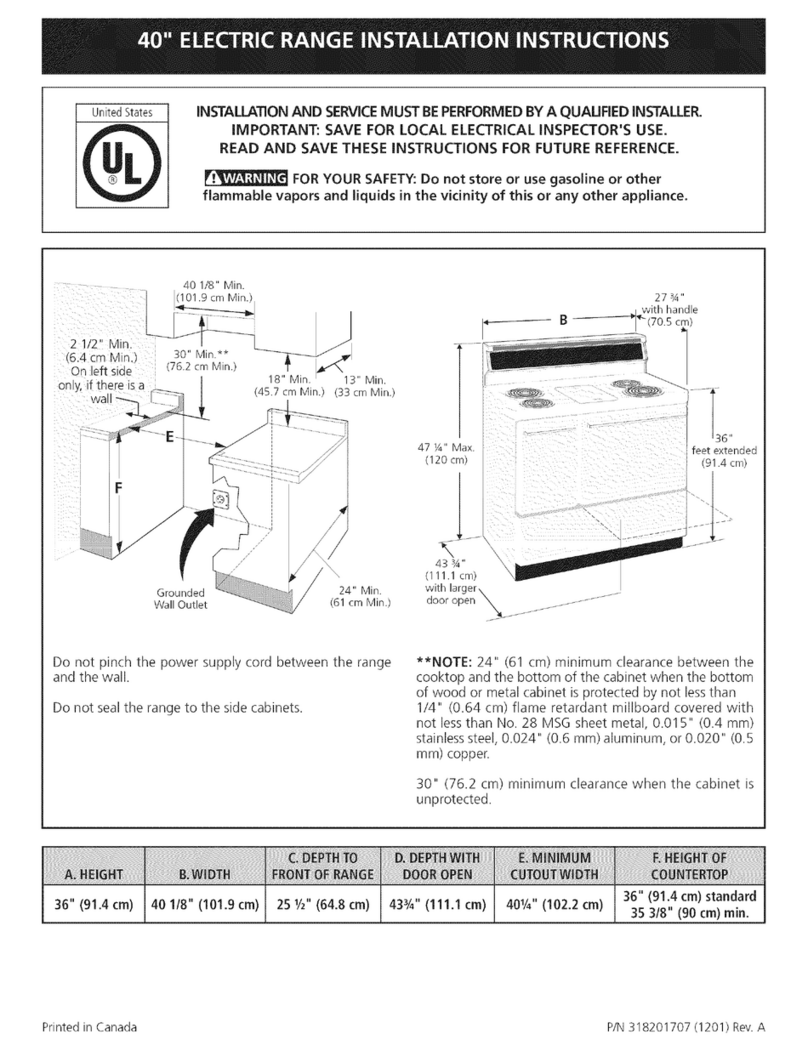 Frigidaire FFEF4015LWC User manual