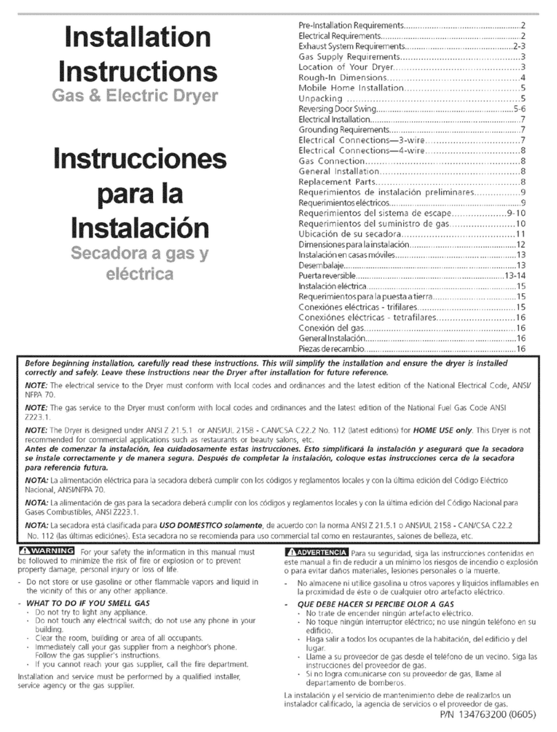 Frigidaire GLGQ2152EE0 User manual Frigidaire GLGQ2152EE0 User manual
