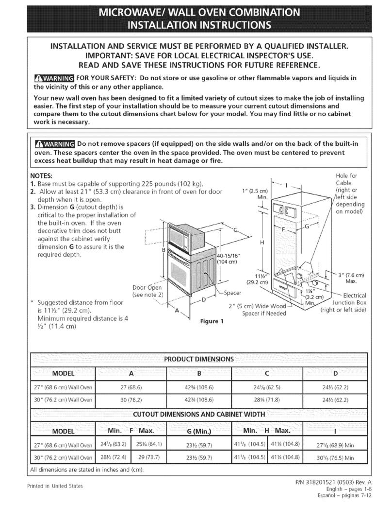 Frigidaire GLEB27M9FQA installation instructions