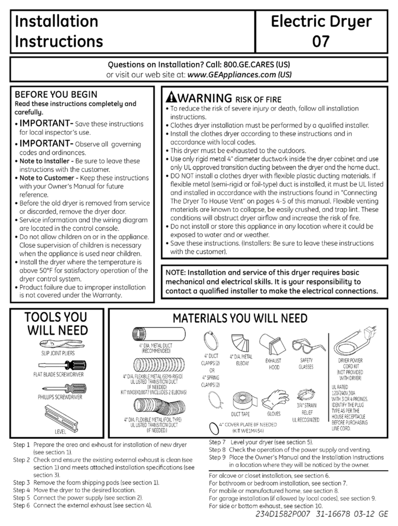 GE GTDL200EM1WW User manual
