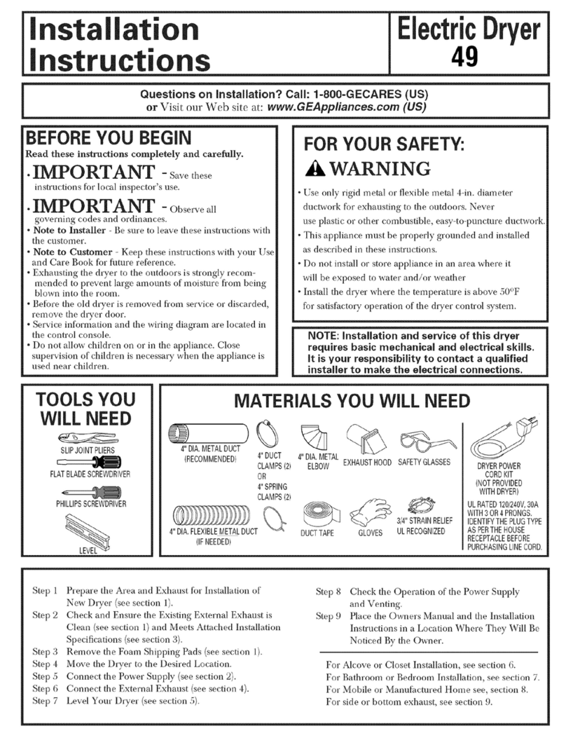 GE DLLSR33EF5WC User manual