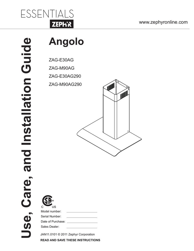 Zephyr Angolo ZAG-E30AG Use, care and installation guide