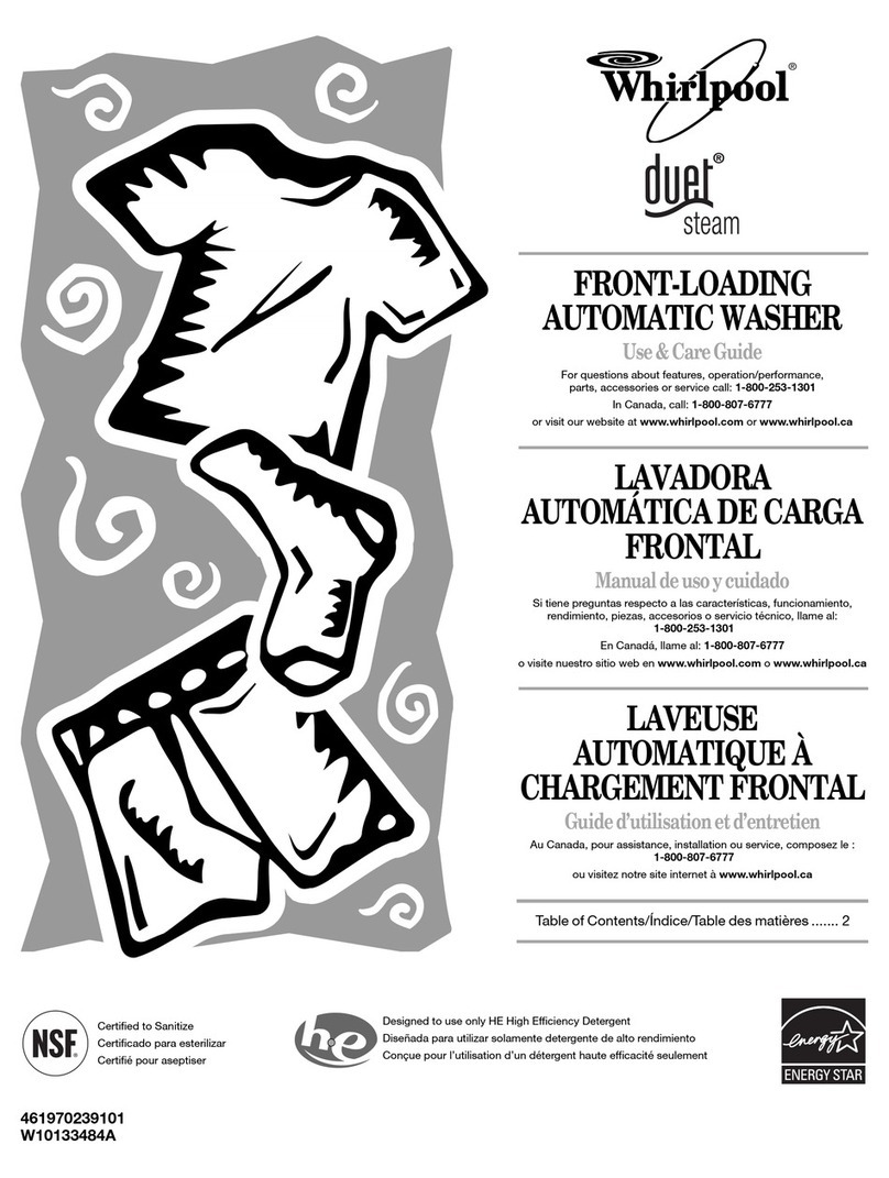 Whirlpool Duet Steam FRONT-LOADING AUTOMATIC WASHER Use & care guide Whirlpool Duet Steam FRONT-LOADING AUTOMATIC WASHER Use & care guide