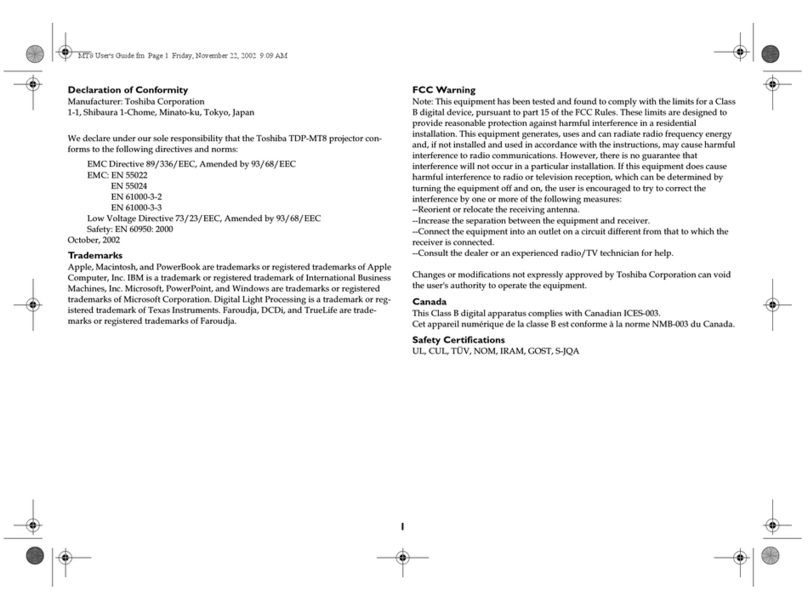Toshiba TDP-MT8 User manual