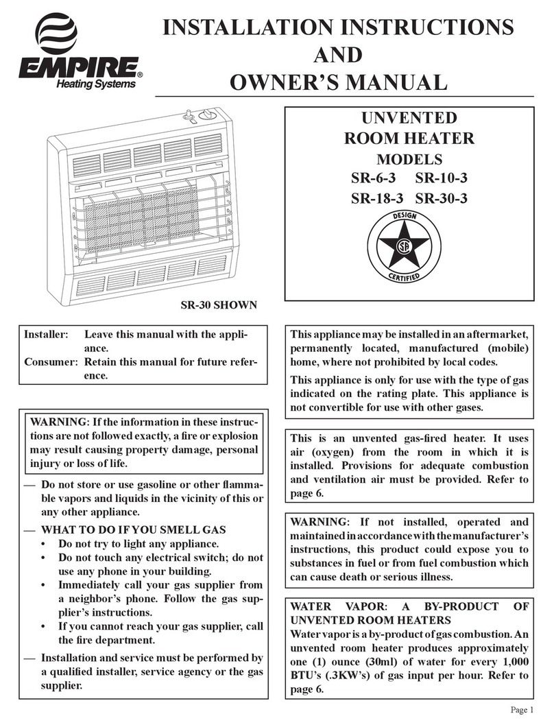 Empire Heating Systems SR-6-3 Quick start guide