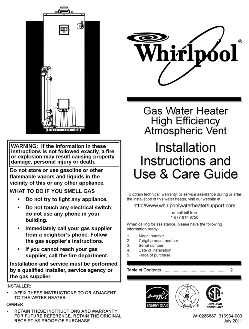 Whirlpool Gas Water Heater High Efficiency Atmospheric... Product information sheet