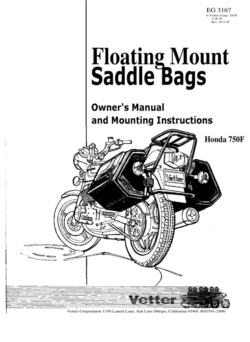 Vetter Floating Mount Saddle Bags Owner's manual and mounting instructions