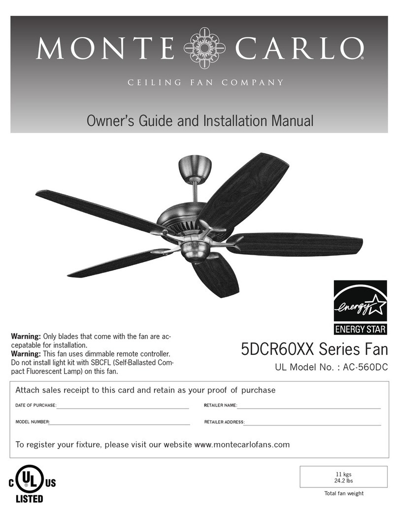 Monte Carlo Fan Company 5DCR60XX Series Instruction manual