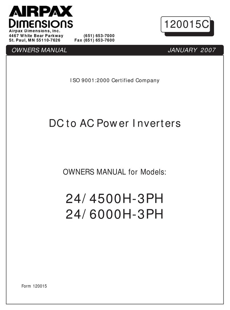 Airpax Dimensions 24/4500H-3PH owner's manual