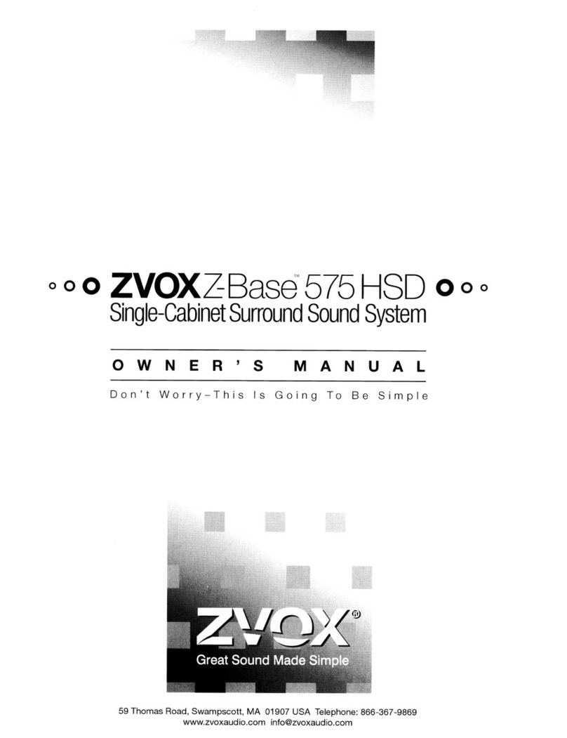 Zvox Audio Z-Base 575 HSD owner's manual