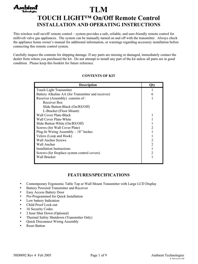 Ambient Technologies TOUCH LIGHT User manual