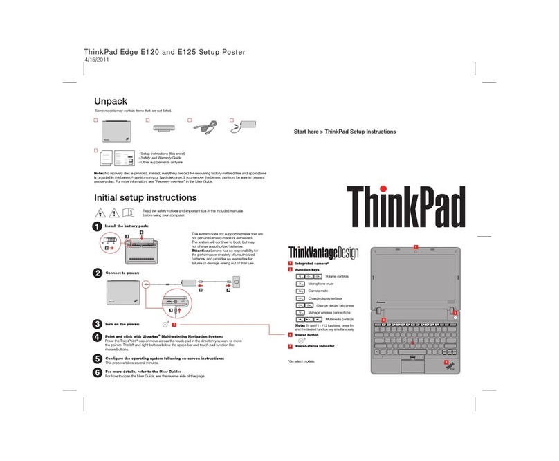 Lenovo ThinkPad Edge E120 Setup instructions