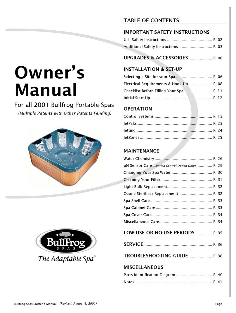 BullFrog 2001 Portable Spas owner's manual