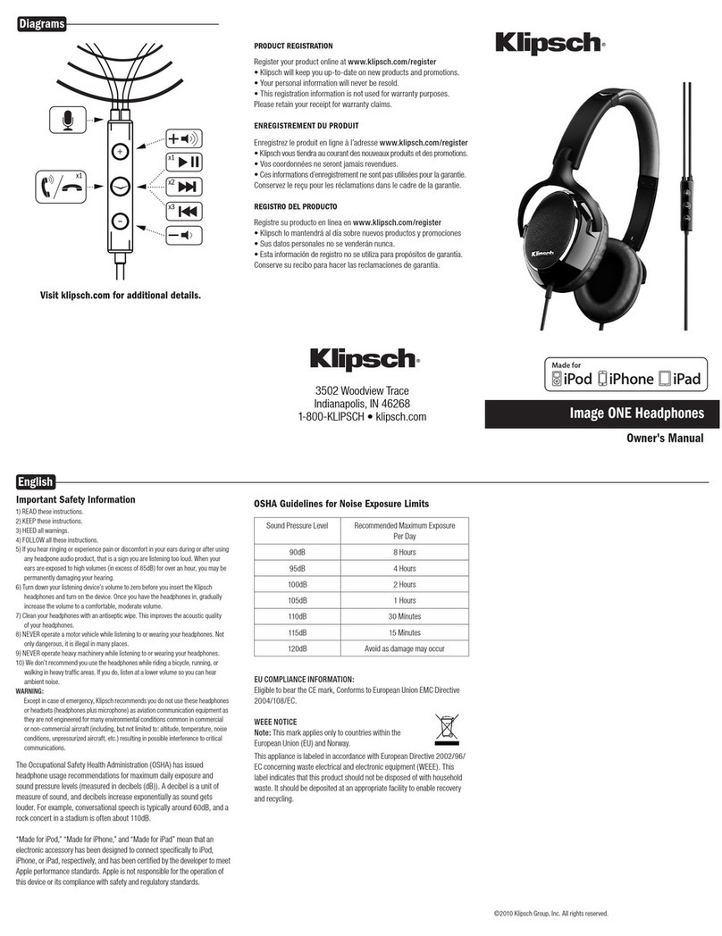 Klipsch Image ONE User manual Klipsch Image ONE User manual