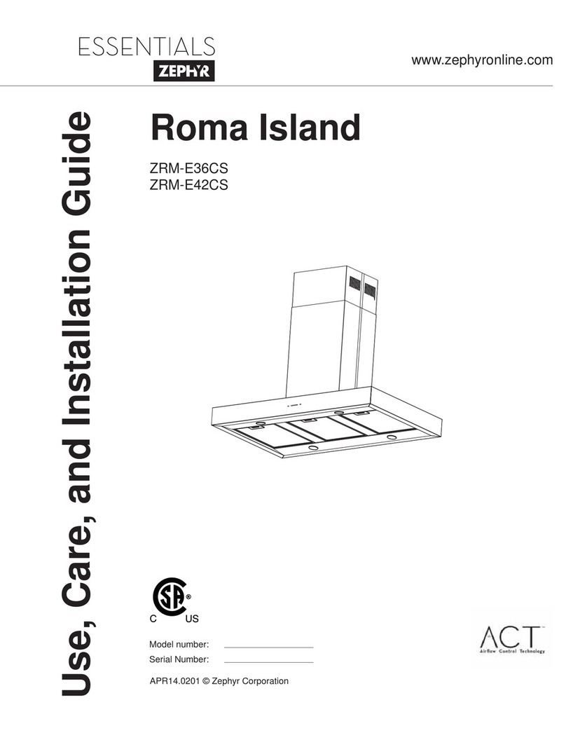 Zephyr Roma Island ZRM-E36CS Use, care and installation guide