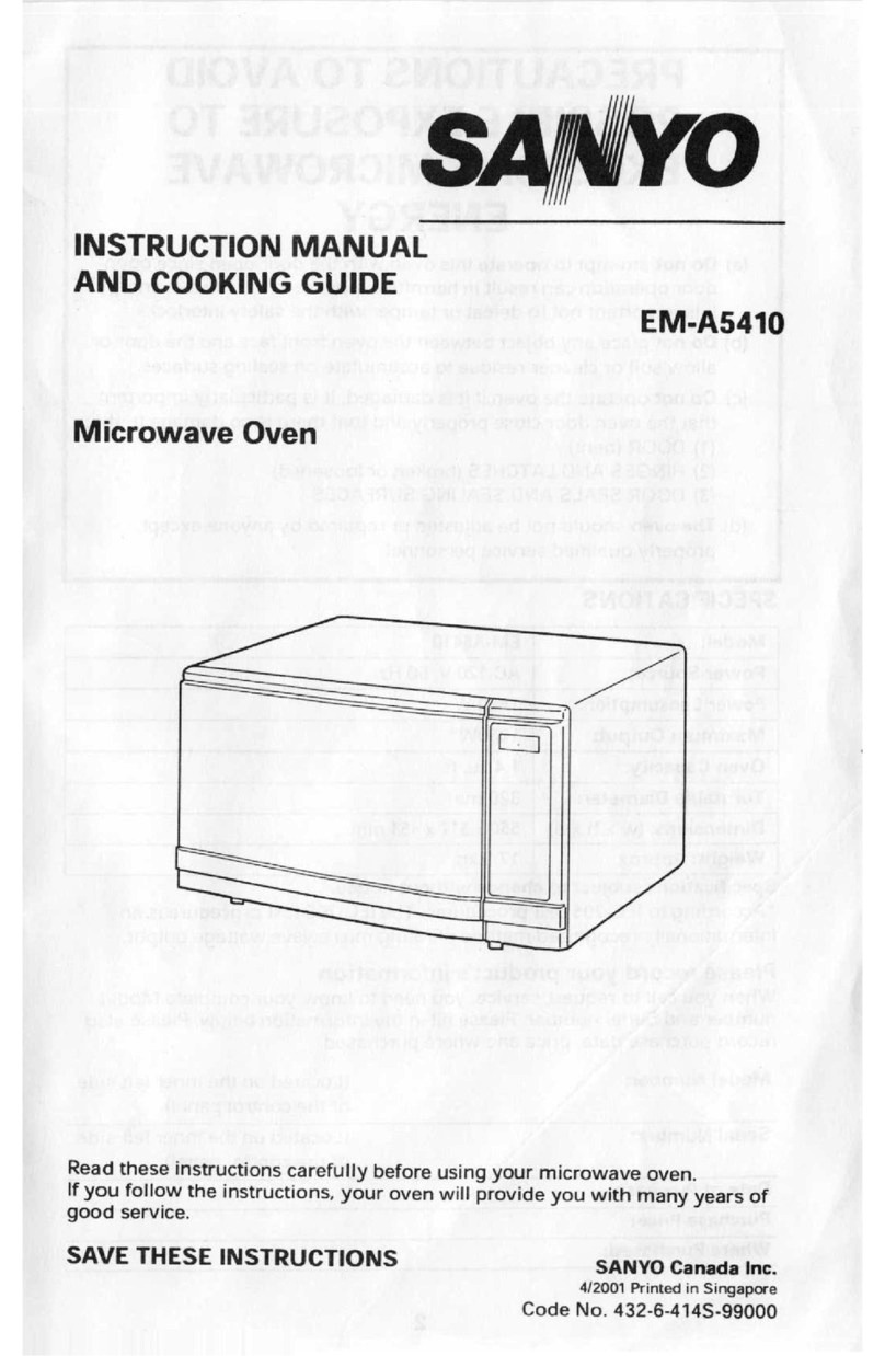 Sanyo EM-A5410 Instruction manual and cooking guide