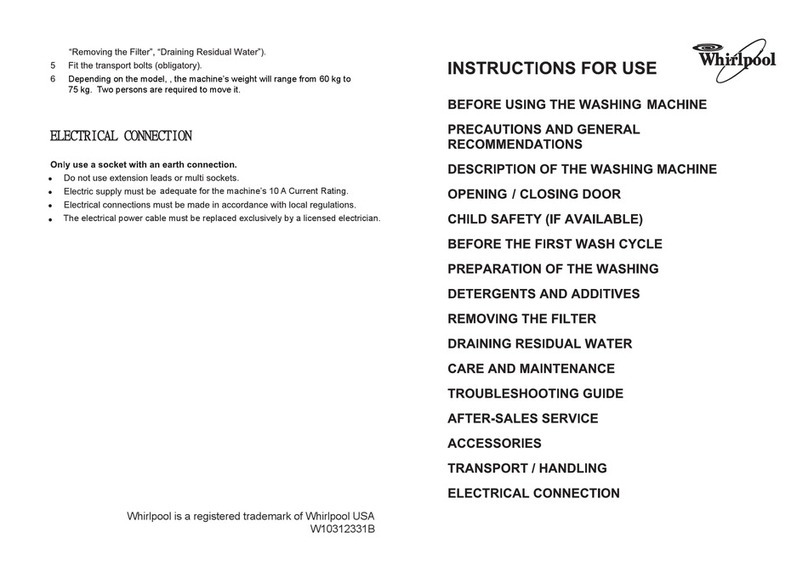 Whirlpool FULL ELECTRONIC WASHING MACHINE Instructions for use