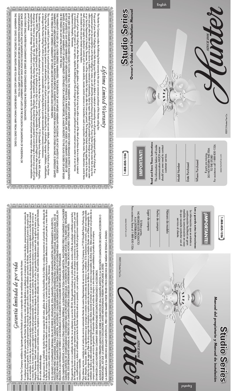 Hunter Studio Series Instruction manual