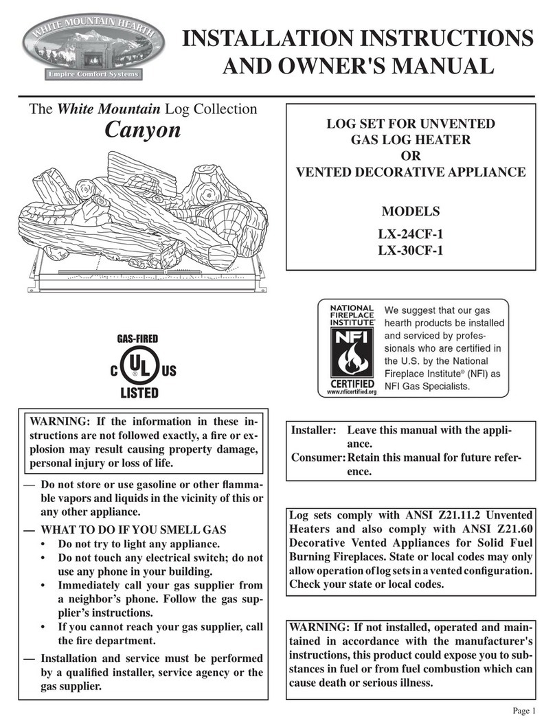 White Mountain Hearth Canyon LX-24CF-1 Installation instructions and owner's manual