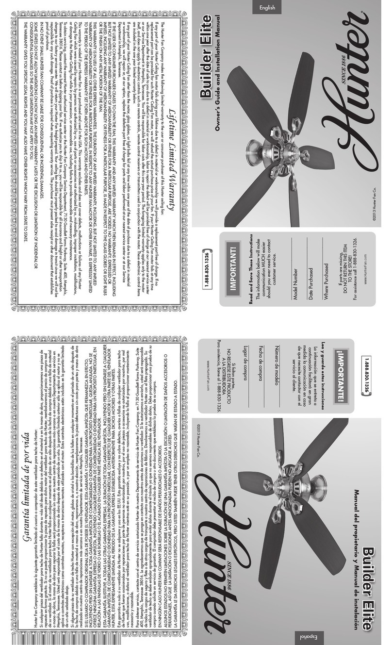 Hunter Builder Elite 53240 Instruction manual