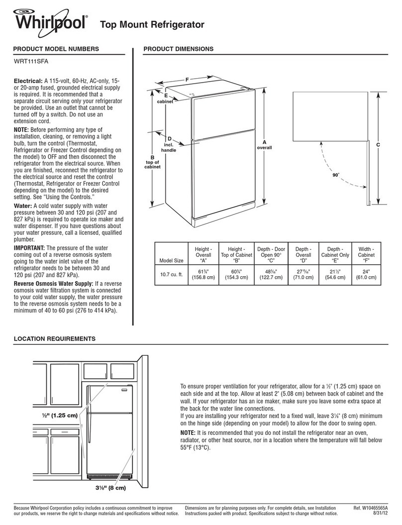 Whirlpool WRT111SFA Dimension Guide
