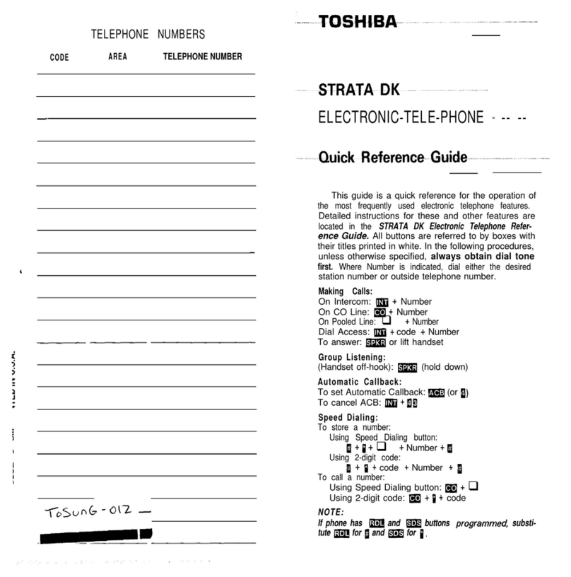 Toshiba Strata DK Backup Quick reference guide