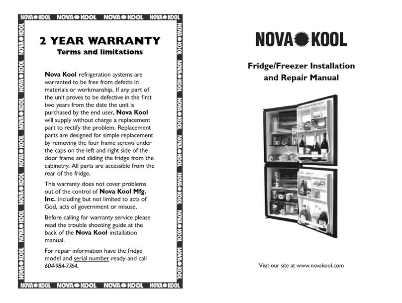Nova Kool Fridge/Freezer Use and care manual
