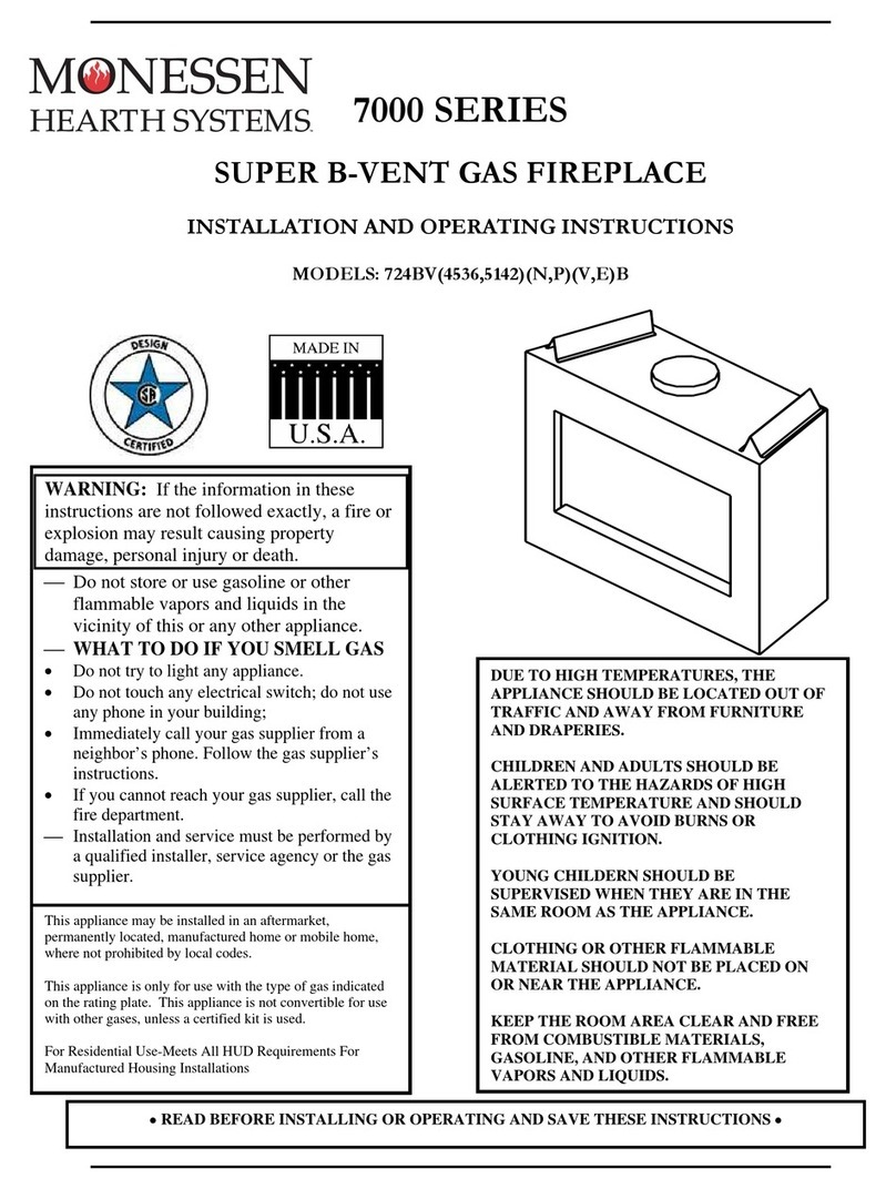 Monessen Hearth Super B-Vent Gas Fireplace 7000 Series User manual