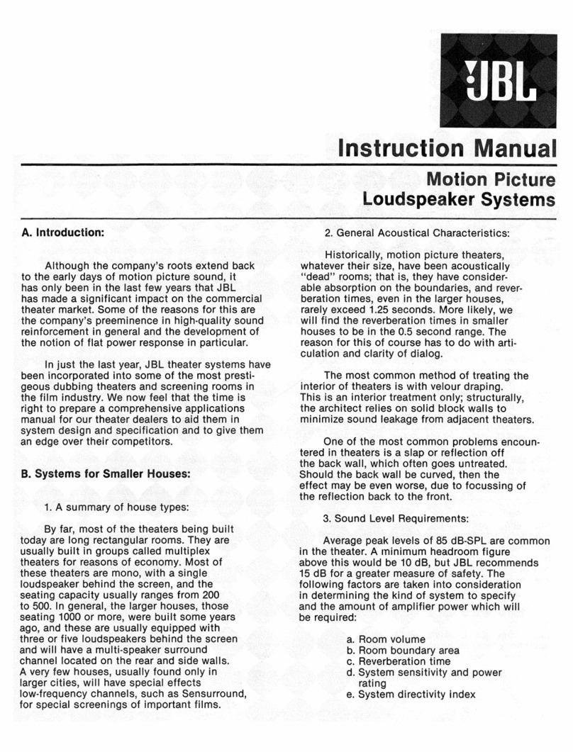 JBL Motion Picture Loudspeaker Systems User manual