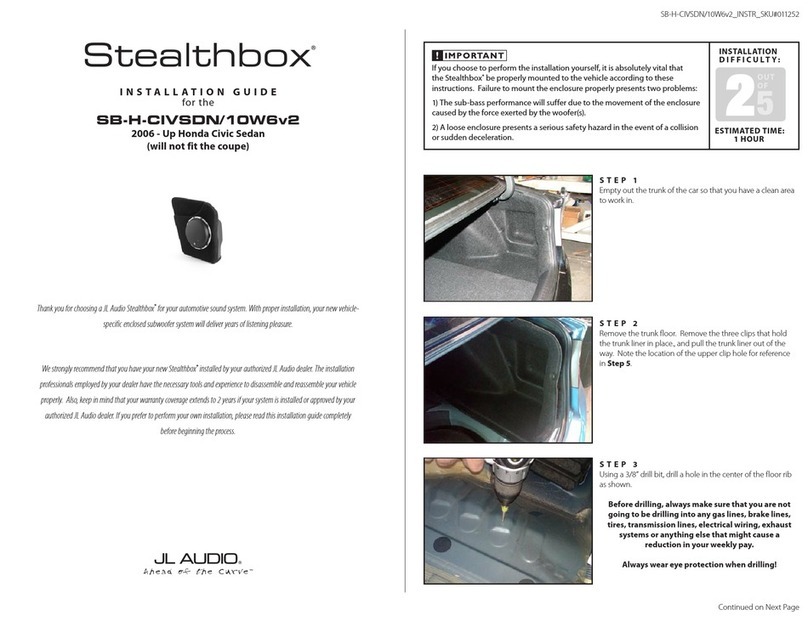 JL Audio Stealthbox SB-H-CIVSDN/10W6v2 User manual