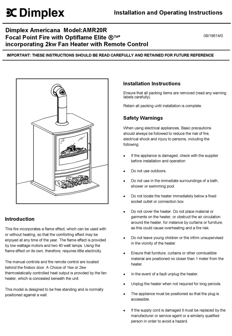 Dimplex Americana AMR20R Installation and operating instructions