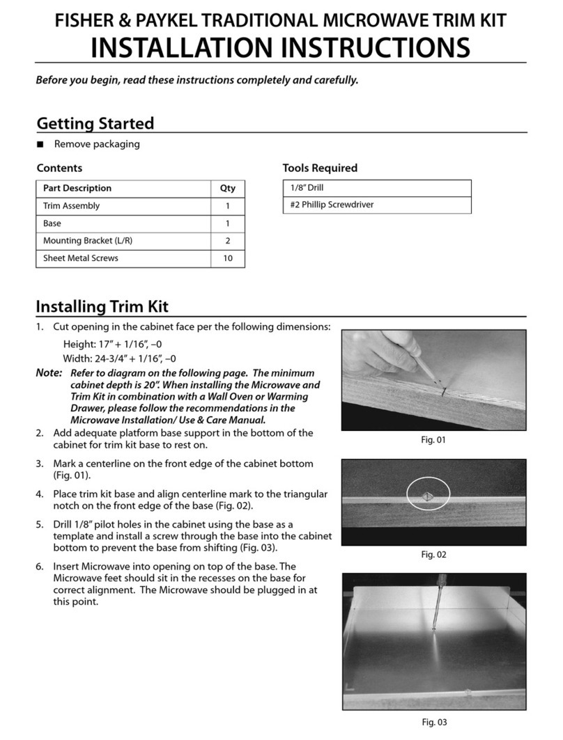 Fisher & Paykel Traditional Microwave trim kit installation instructions Fisher & Paykel Traditional Microwave trim kit installation instructions