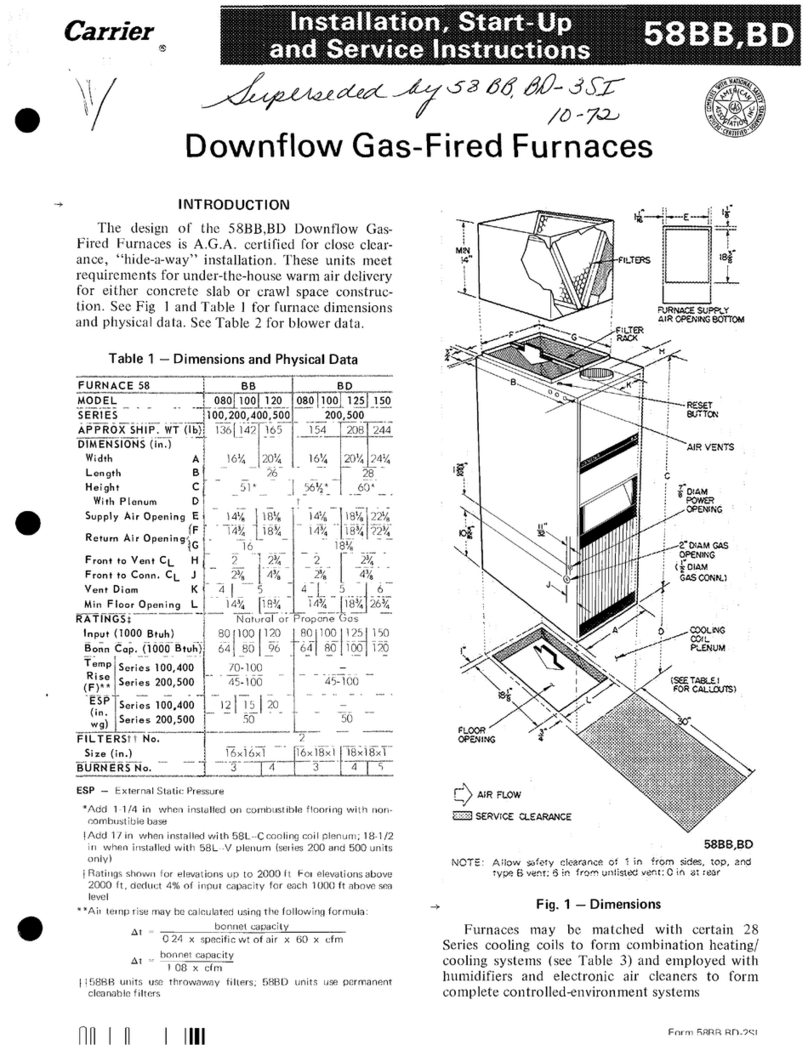 Carrier 58BB Dimensions and installation guide