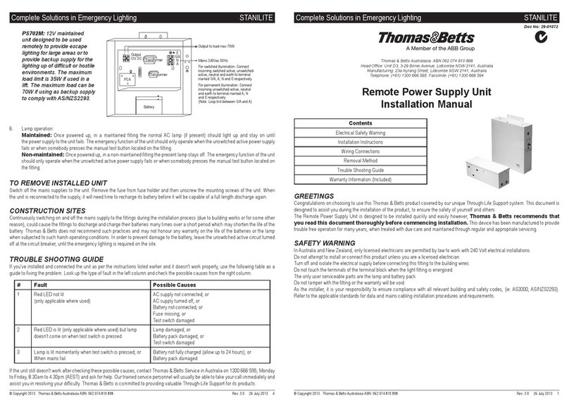 Thomas&Betts Remote Power Supply Unit installation manual