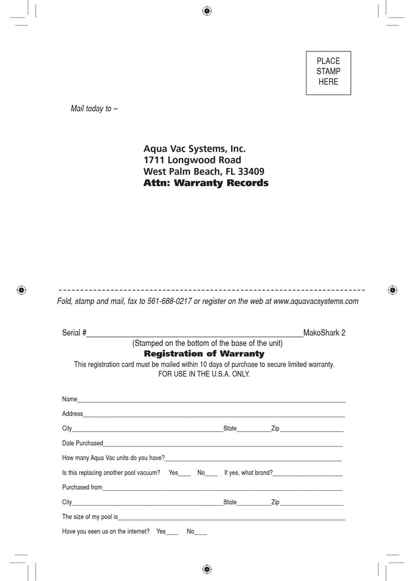 Aqua Vac Systems Mako Shark 2 owner's manual