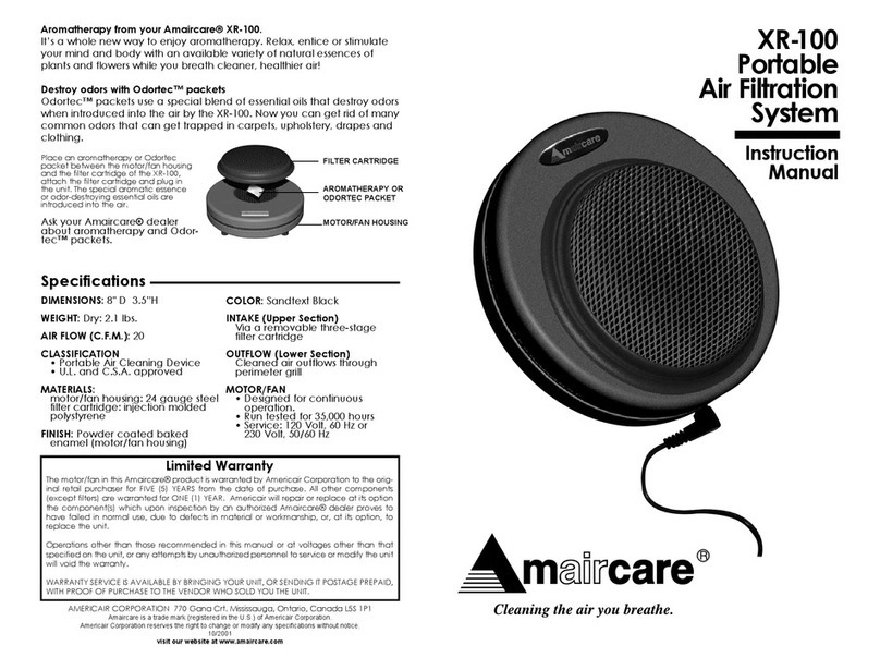 Amaircare XR-100 instruction manual Amaircare XR-100 instruction manual