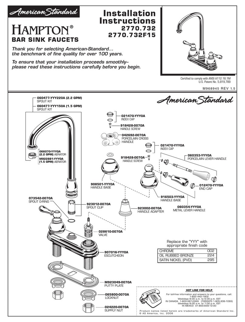 American Standard Hampton 2770.732 User manual American Standard Hampton 2770.732 User manual