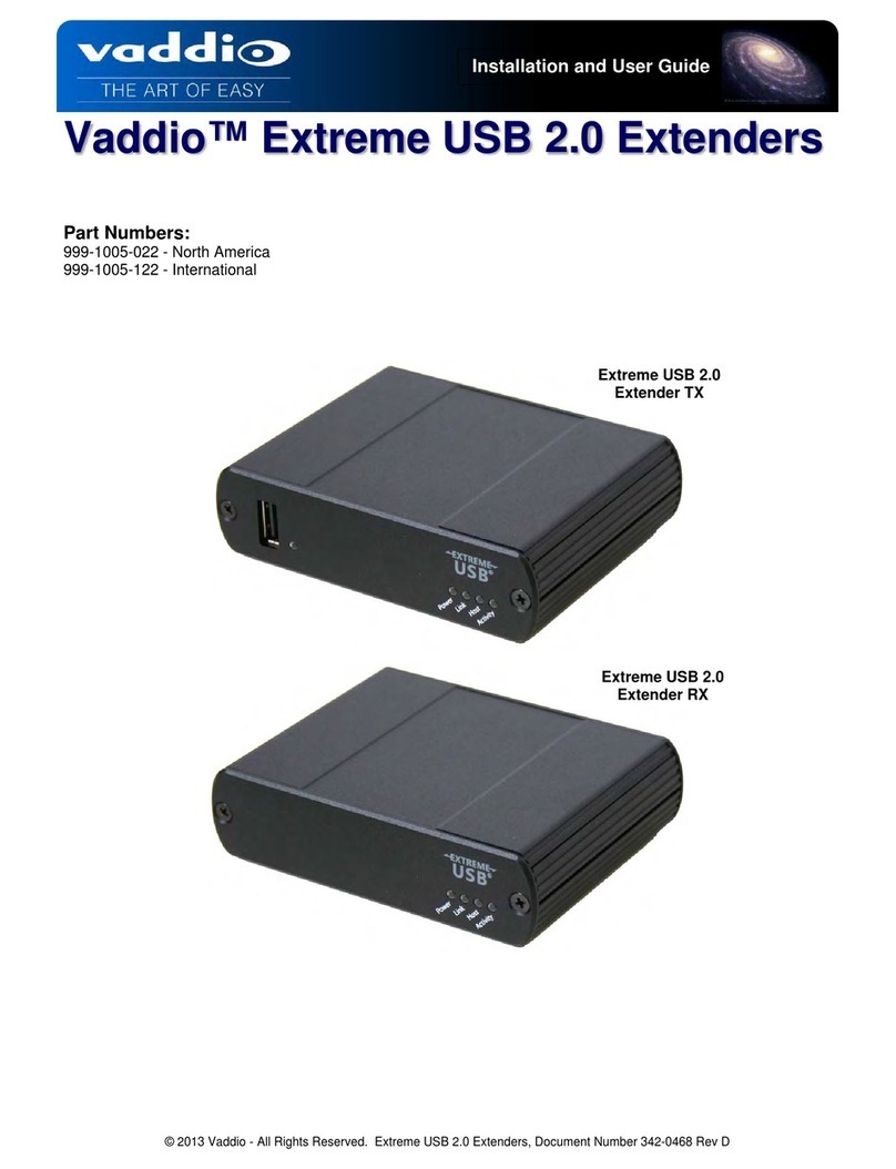 VADDIO Extreme USB 2.0 Extender TX Installation and user guide