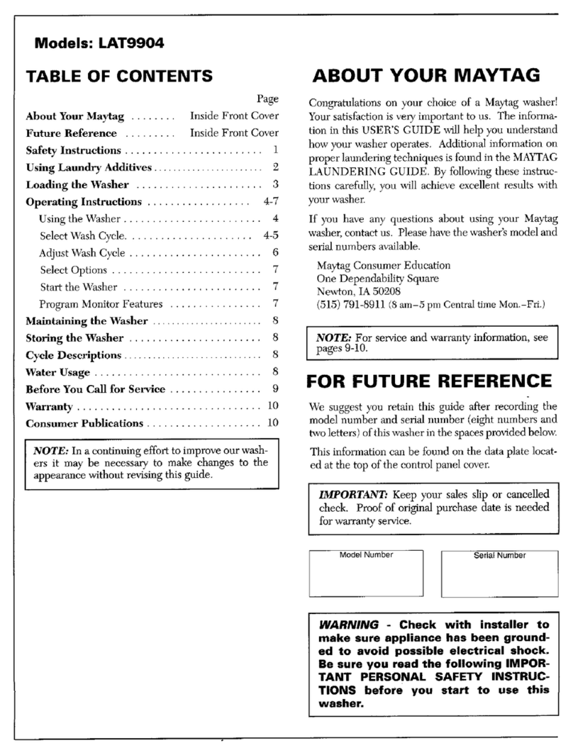 Maytag LAT9904 operating instructions