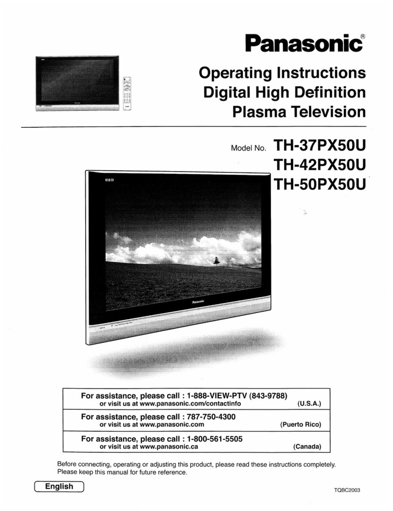 Panasonic TH37PX50U - 37" HD PLASMA TV User manual