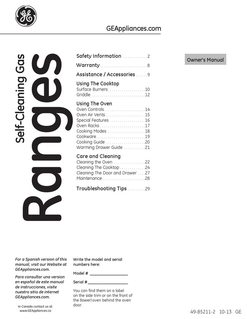 GE Self-Cleaning Gas Ranges User manual