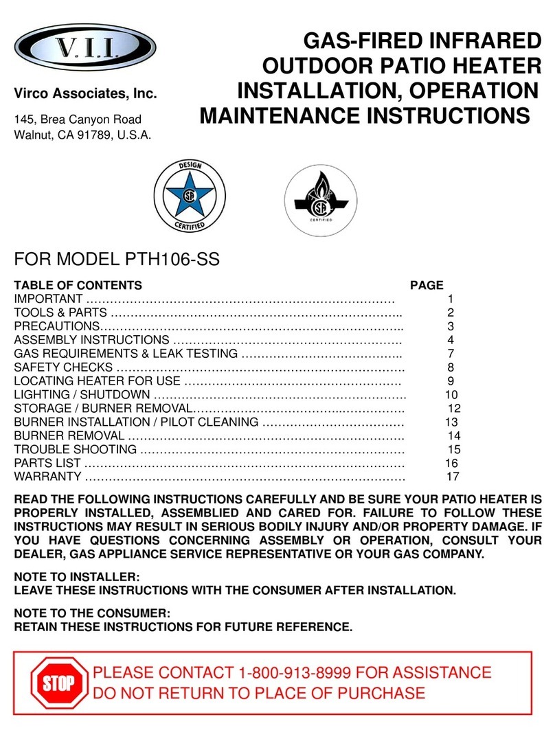VIRCO PTH106-SS Installation & operating instructions VIRCO PTH106-SS Installation & operating instructions