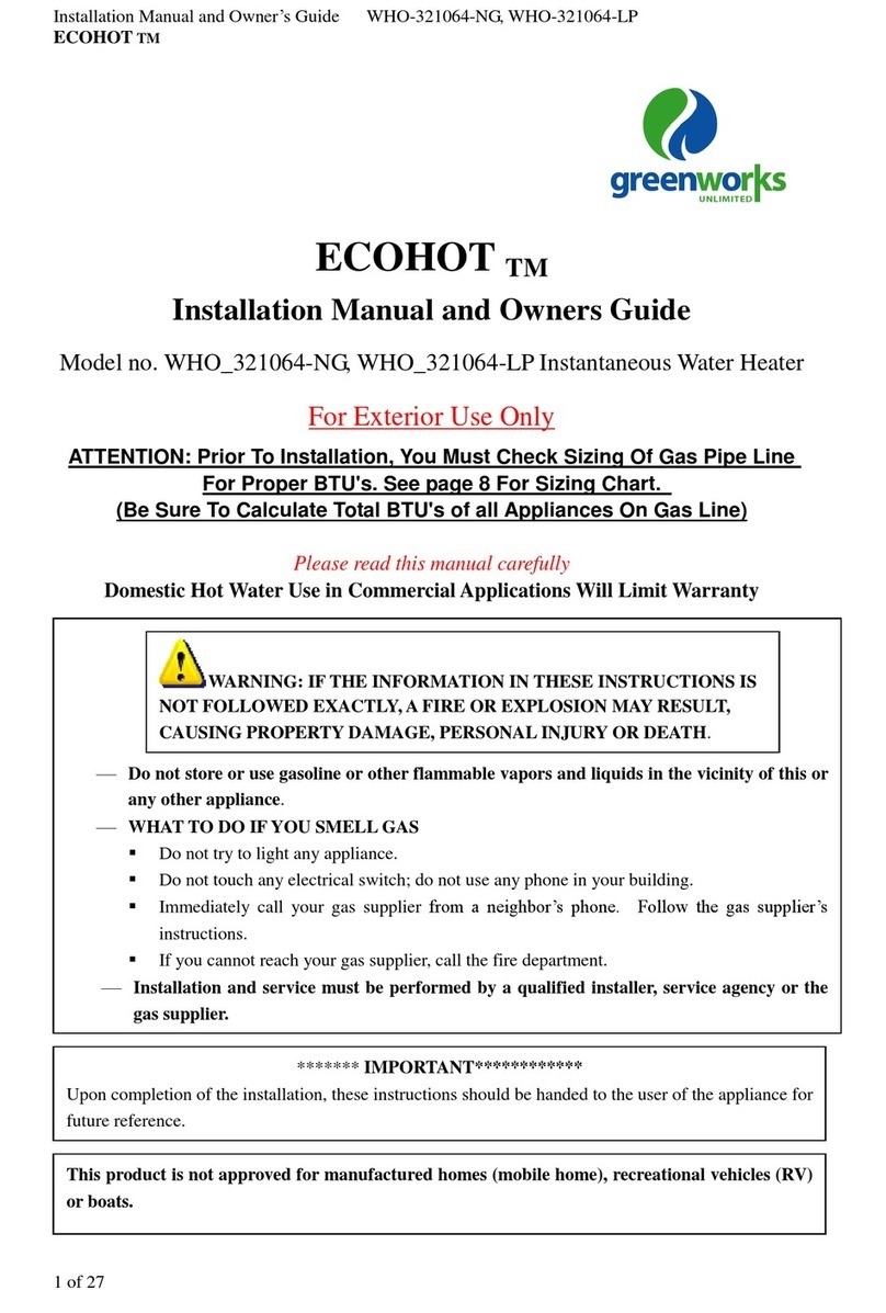 ECOHOT WHO_321064-NG Installation manual and owner's guide