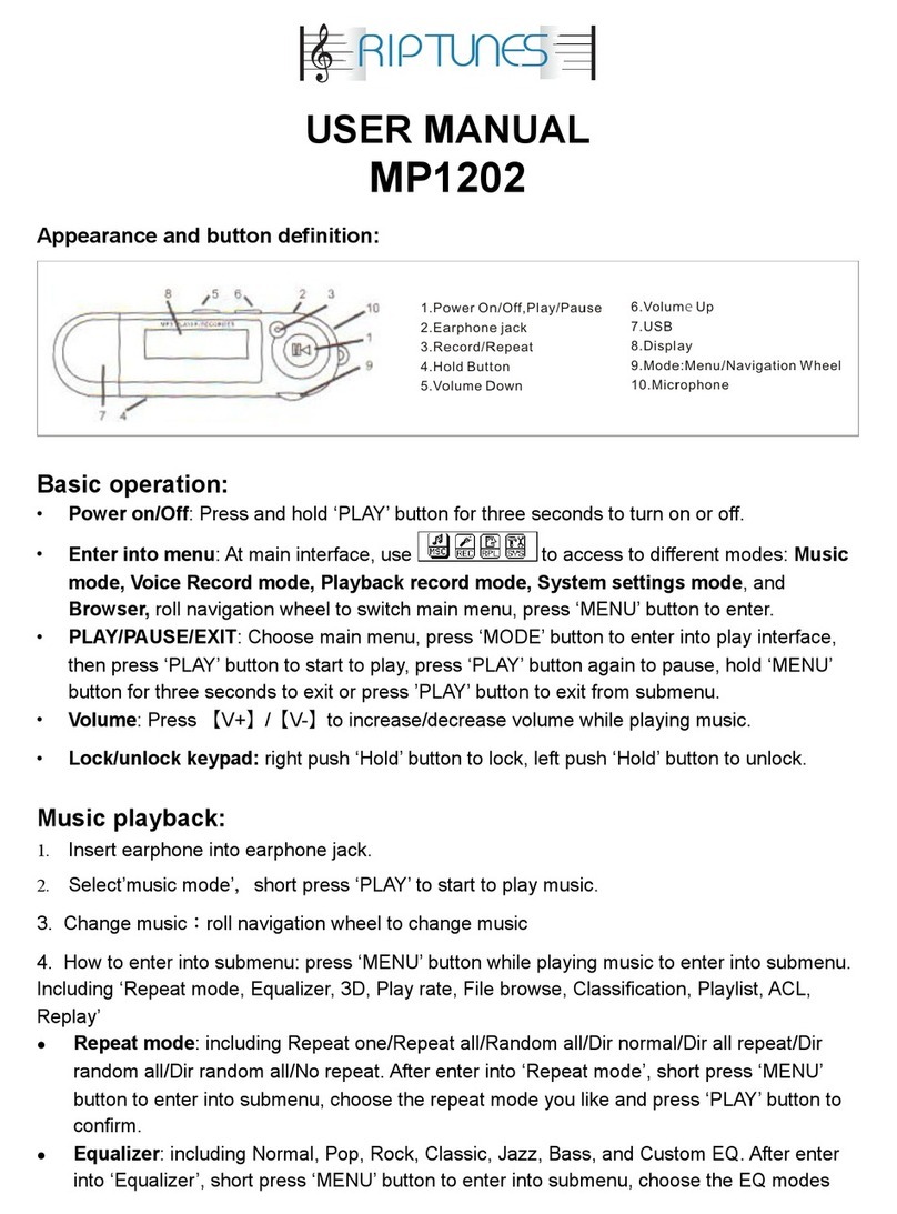 RIP TUNES MP1202 user manual RIP TUNES MP1202 user manual
